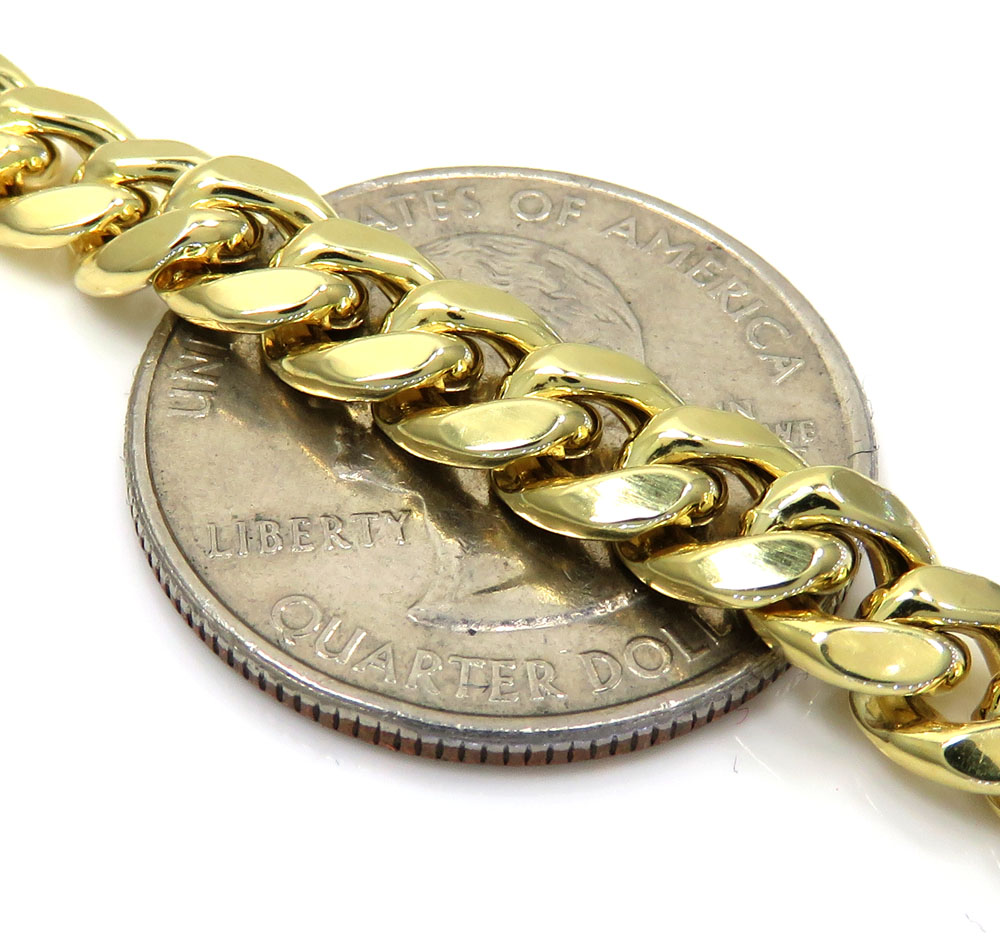 10k yellow gold medium hollow puffed miami bracelet 8 inch 6.70mm