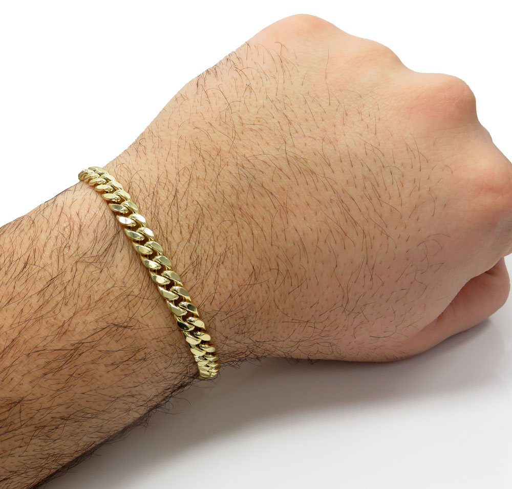 10k yellow gold medium hollow puffed miami bracelet 8 inch 6.70mm - Image 6