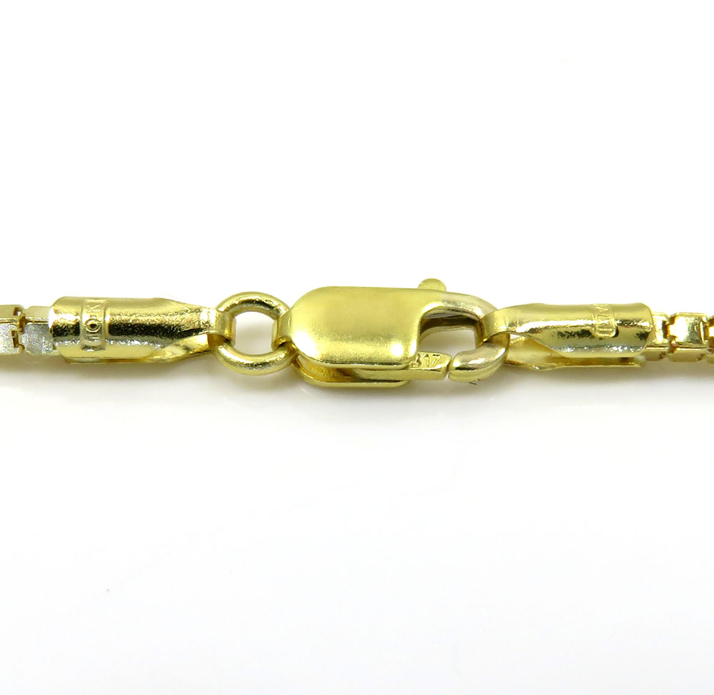 10k yellow gold hollow mirror cube link chain 20-24