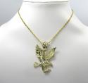10k yellow gold medium diamond cut flying eagle pendant