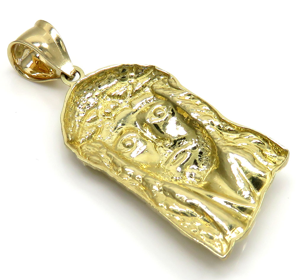 10k yellow gold small classic jesus face pendant 