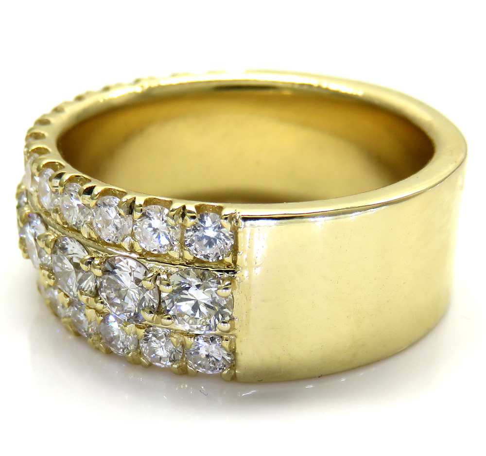 14k solid yellow gold three row diamond half iced 10mm band 4.24ct - Image 3