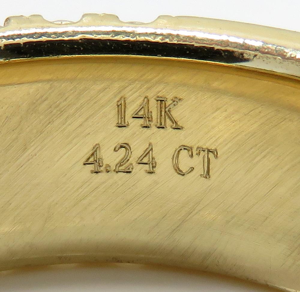 14k solid yellow gold three row diamond half iced 10mm band 4.24ct - Image 5