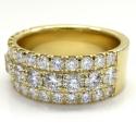 14k solid yellow gold three row diamond half iced 10mm band 4.24ct