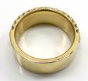 14k solid yellow gold three row diamond half iced 10mm band 4.24ct