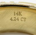 14k solid yellow gold three row diamond half iced 10mm band 4.24ct