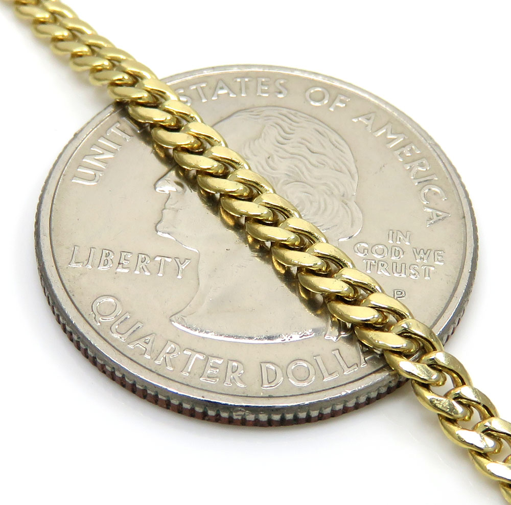 14k yellow white or rose gold skinny hollow puffed miami chain 18-24