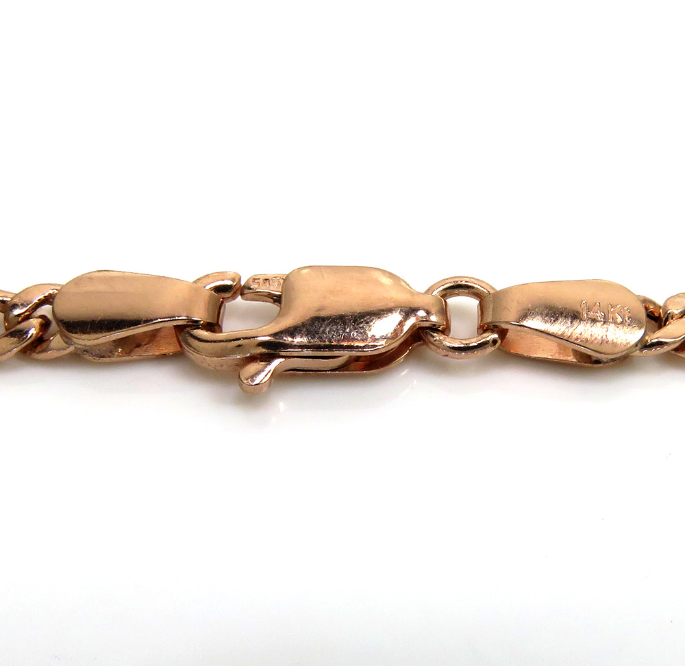 14k yellow white or rose gold skinny hollow puffed miami chain 18-24
