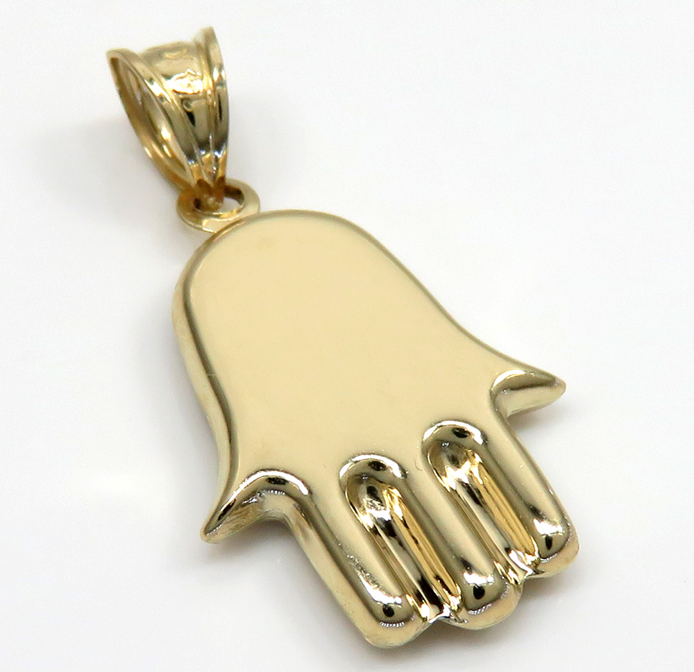 14k two tone gold mini hollow hamsa pendant 