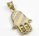 14k two tone gold mini hollow hamsa pendant 