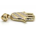 14k two tone gold mini hollow hamsa pendant 