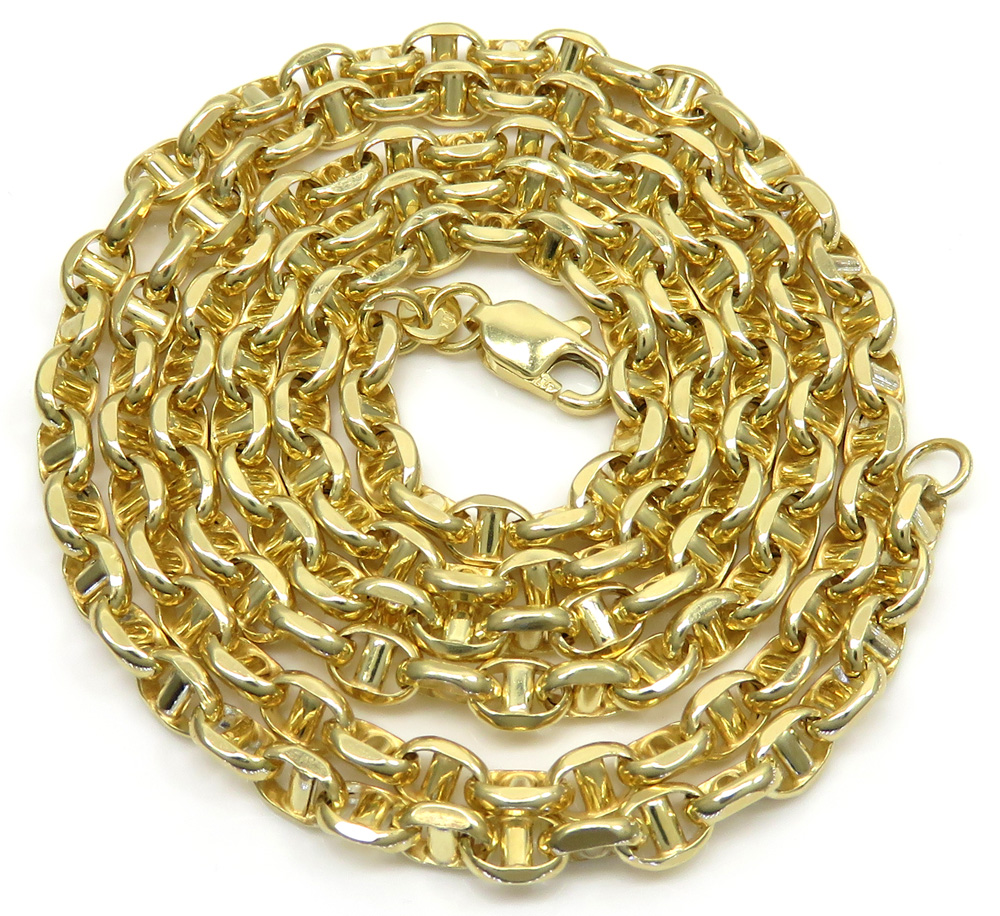 10k yellow gold hollow puffed mariner chain 20  inch 4mm 