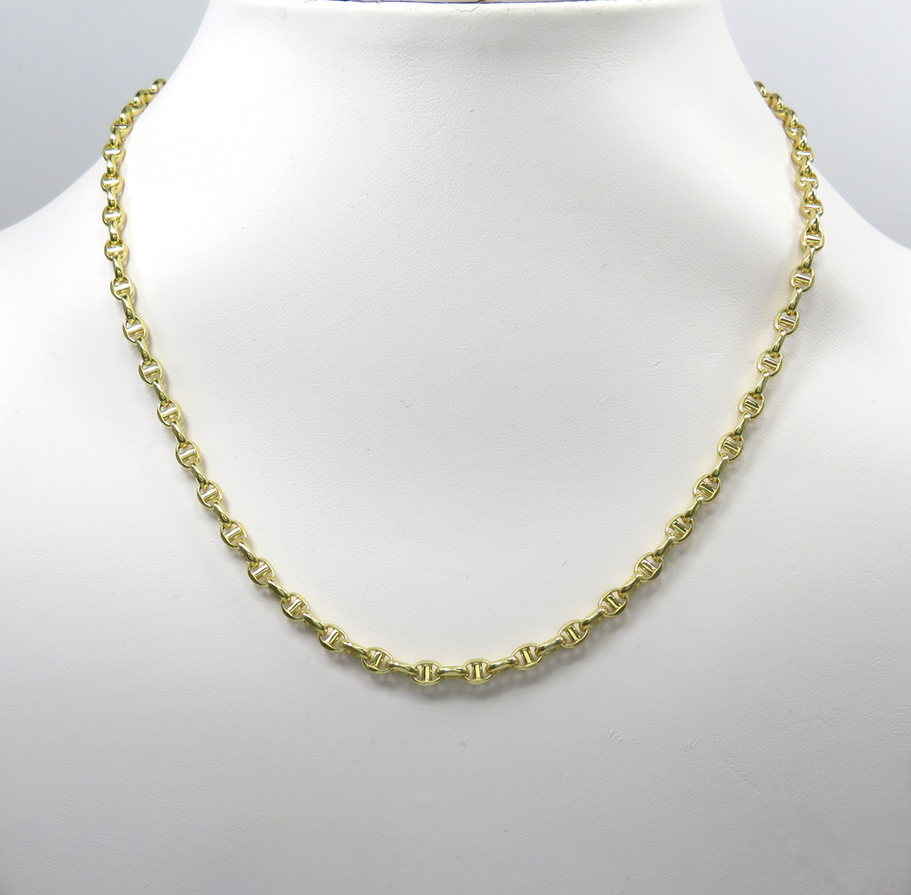 10k yellow gold hollow puffed mariner chain 20  inch 4mm 