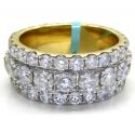 14k solid yellow gold three row diamond 9.50mm eternity band 8.64ct