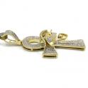 10k yellow gold diamond eye of horus ankh pendant 0.42ct 