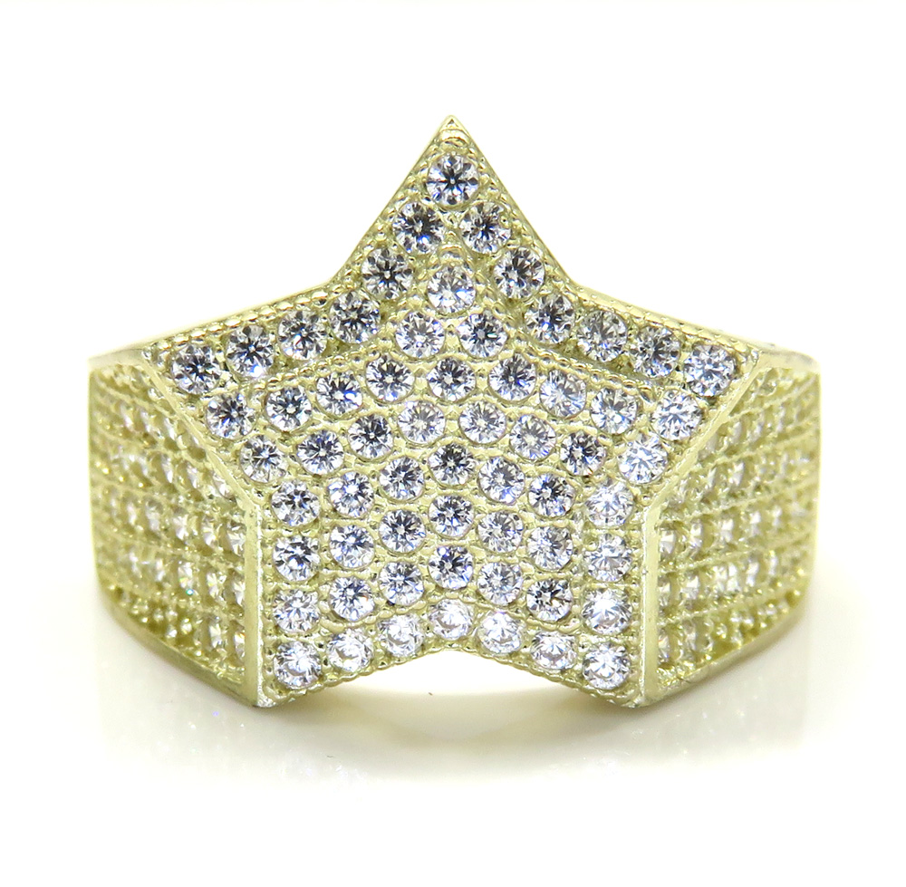 10k yellow gold double layer cz star ring 2.50ct - Image 2