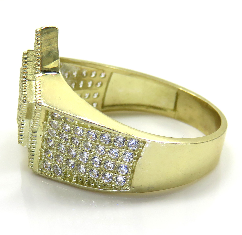 10k yellow gold double layer cz star ring 2.50ct