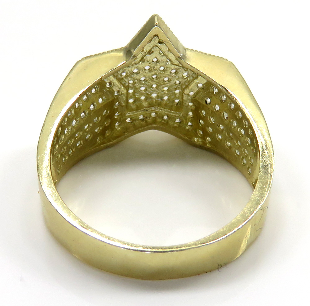 10k yellow gold double layer cz star ring 2.50ct