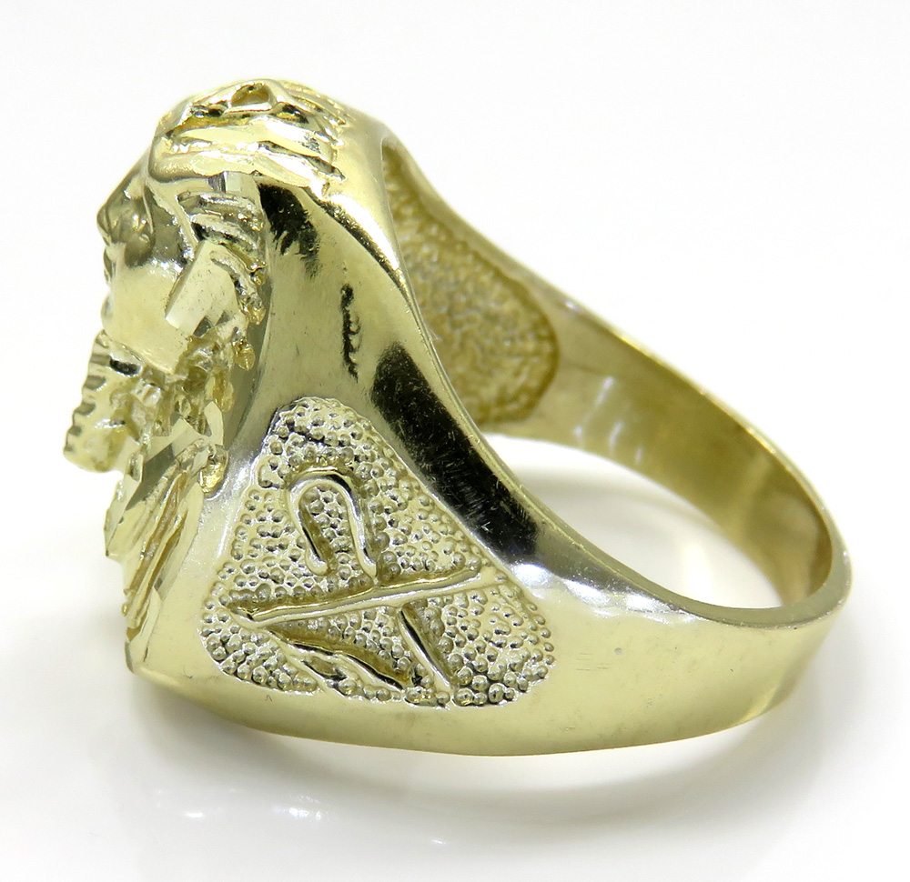 10k yellow gold medium king tut pharaoh head ring 