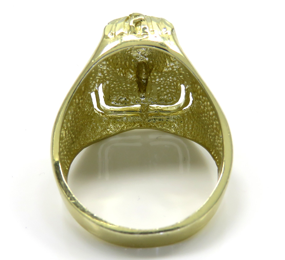 10k yellow gold medium king tut pharaoh head ring 