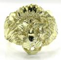 10k yellow gold diamond cut lion face ring