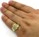 10k yellow gold diamond cut lion face ring 
