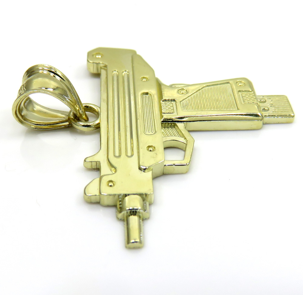 10k yellow gold small uzi pistol pendant - Image 3