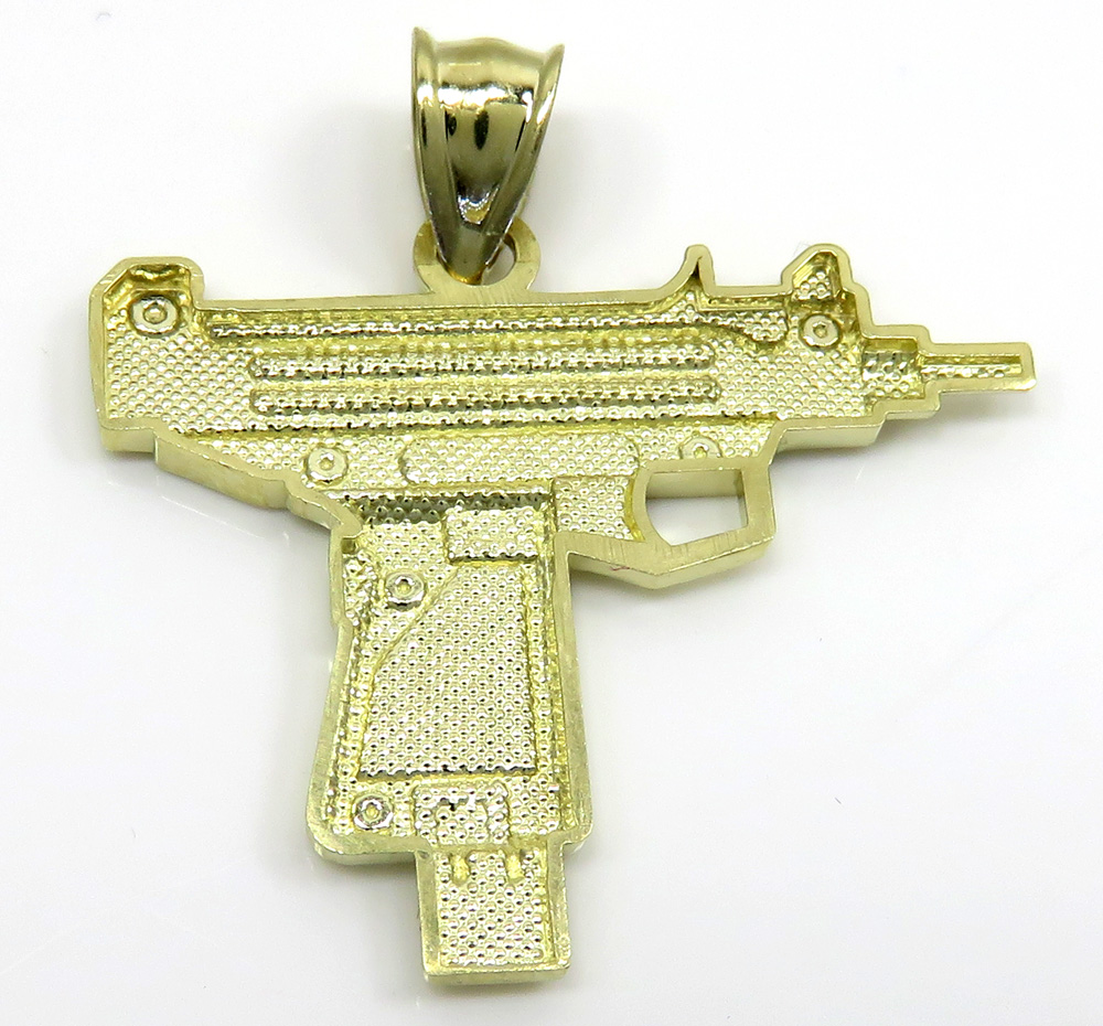 10k yellow gold small uzi pistol pendant - Image 4