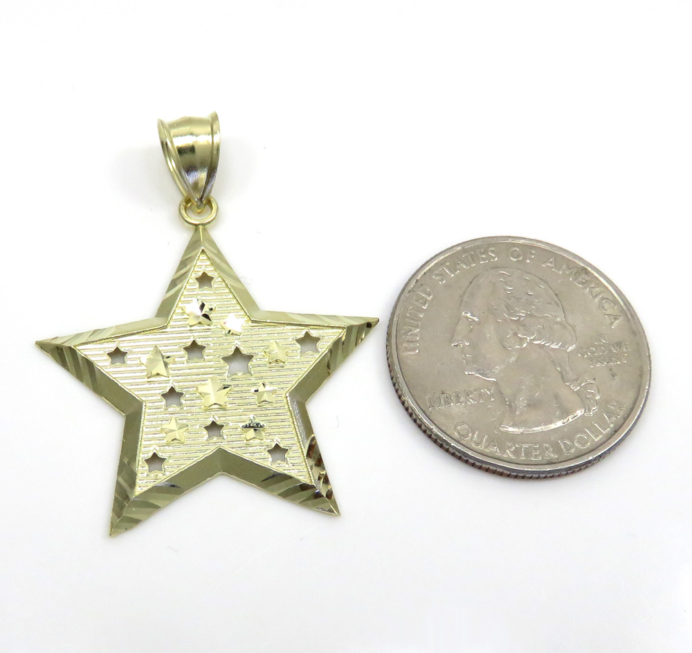 10k yellow gold medium diamond cut star pendant  - Image 2