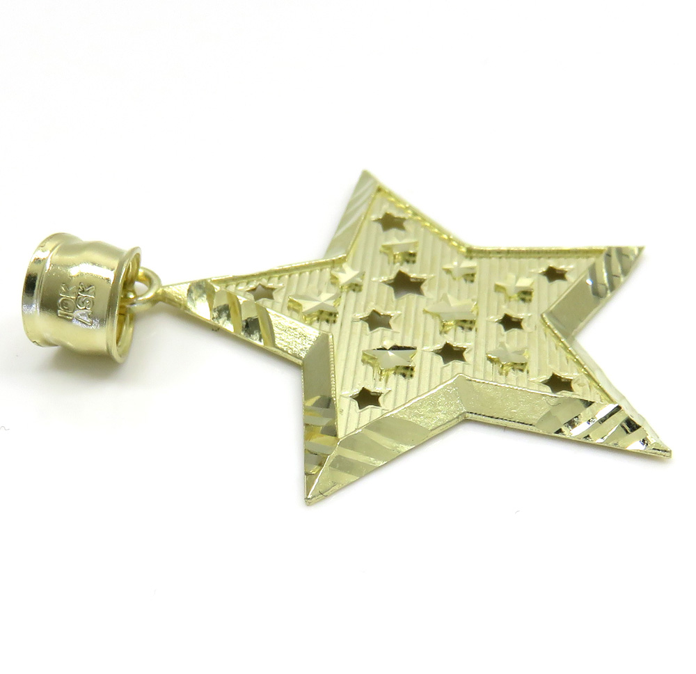 10k yellow gold medium diamond cut star pendant 