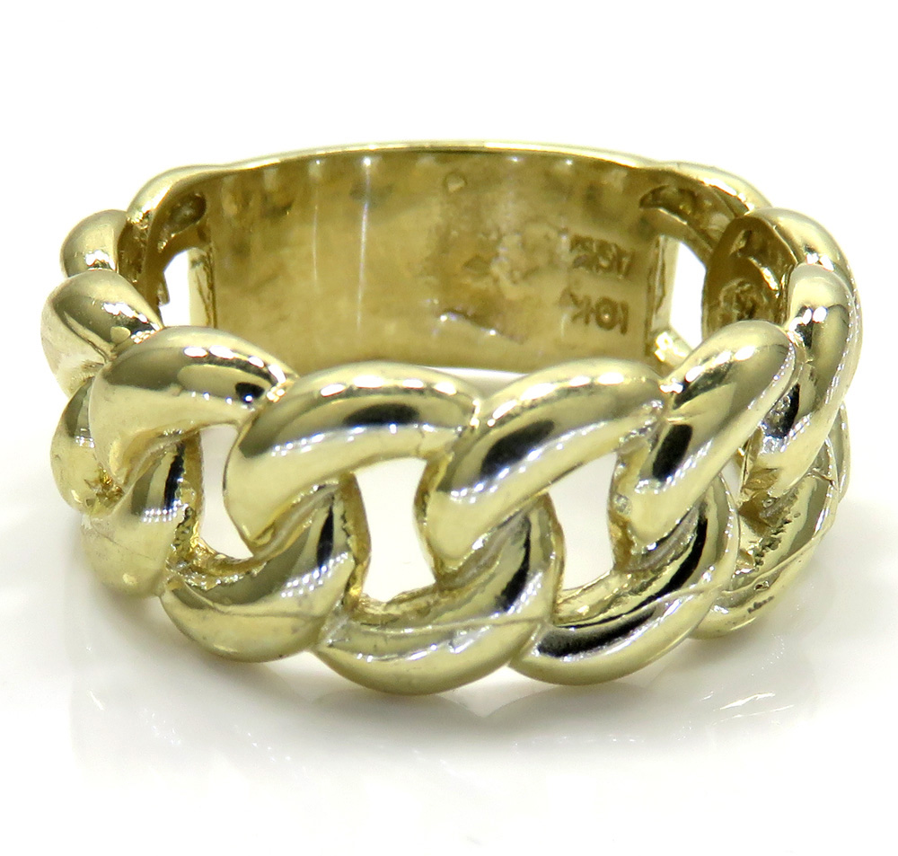 10k yellow gold smooth 9.50mm cuban ring 