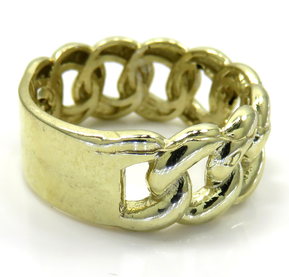 10k yellow gold smooth 9.50mm cuban ring 