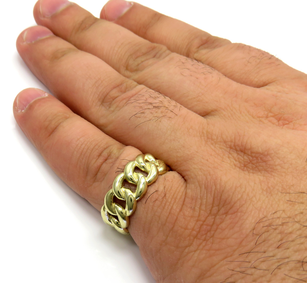 10k yellow gold smooth 9.50mm cuban ring 