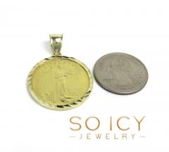 10k yellow gold small diamond cut lady liberty 1/4 oz coin pendant 