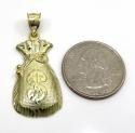 10k yellow gold diamond cut medium money bag pendant
