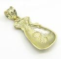 10k yellow gold diamond cut mini money bag pendant 