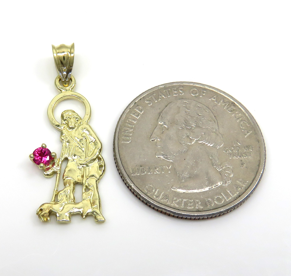 10k yellow gold small cz saint lazarus of bethany pendant 0.20ct - Image 2