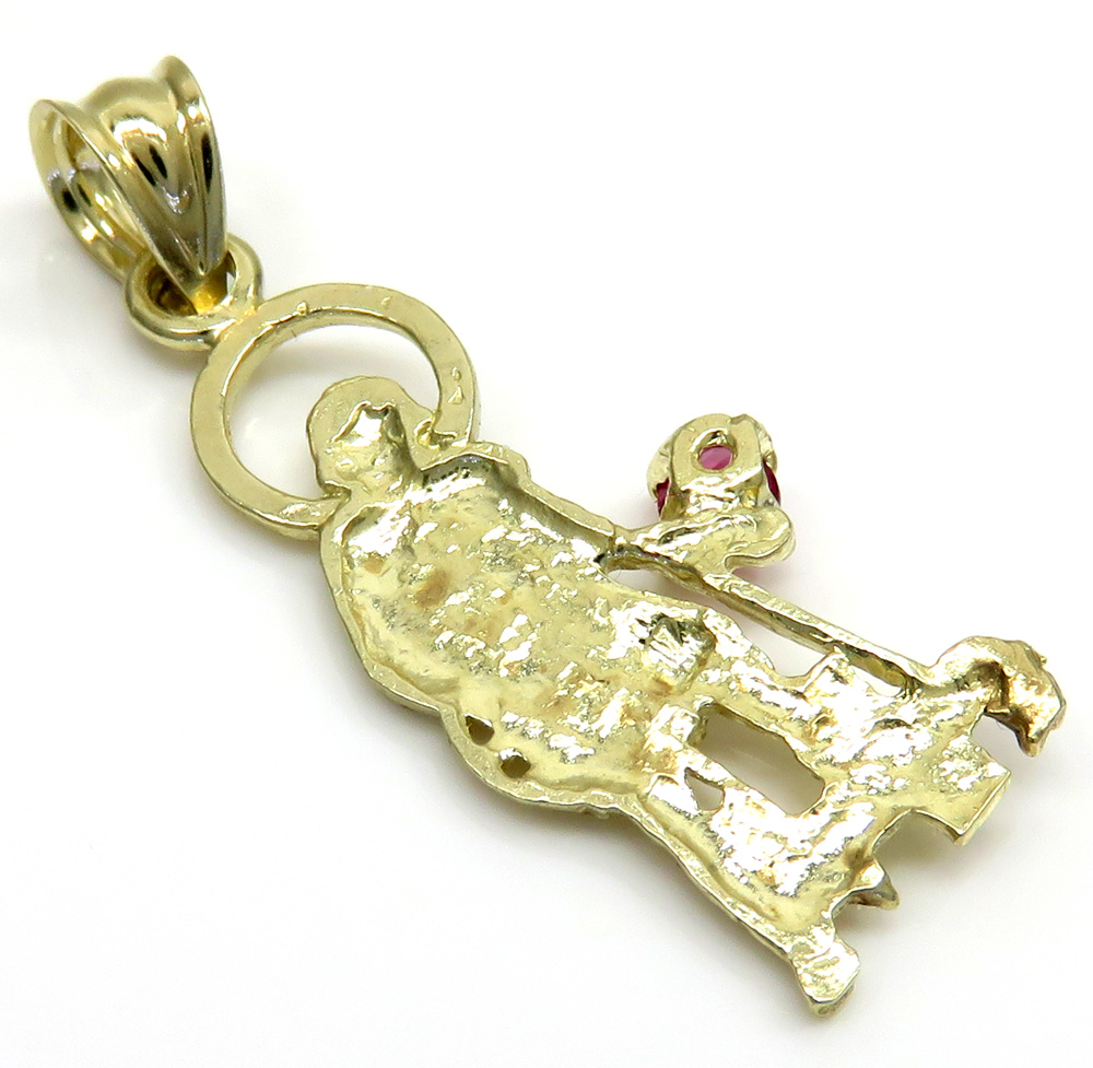 10k yellow gold small cz saint lazarus of bethany pendant 0.20ct