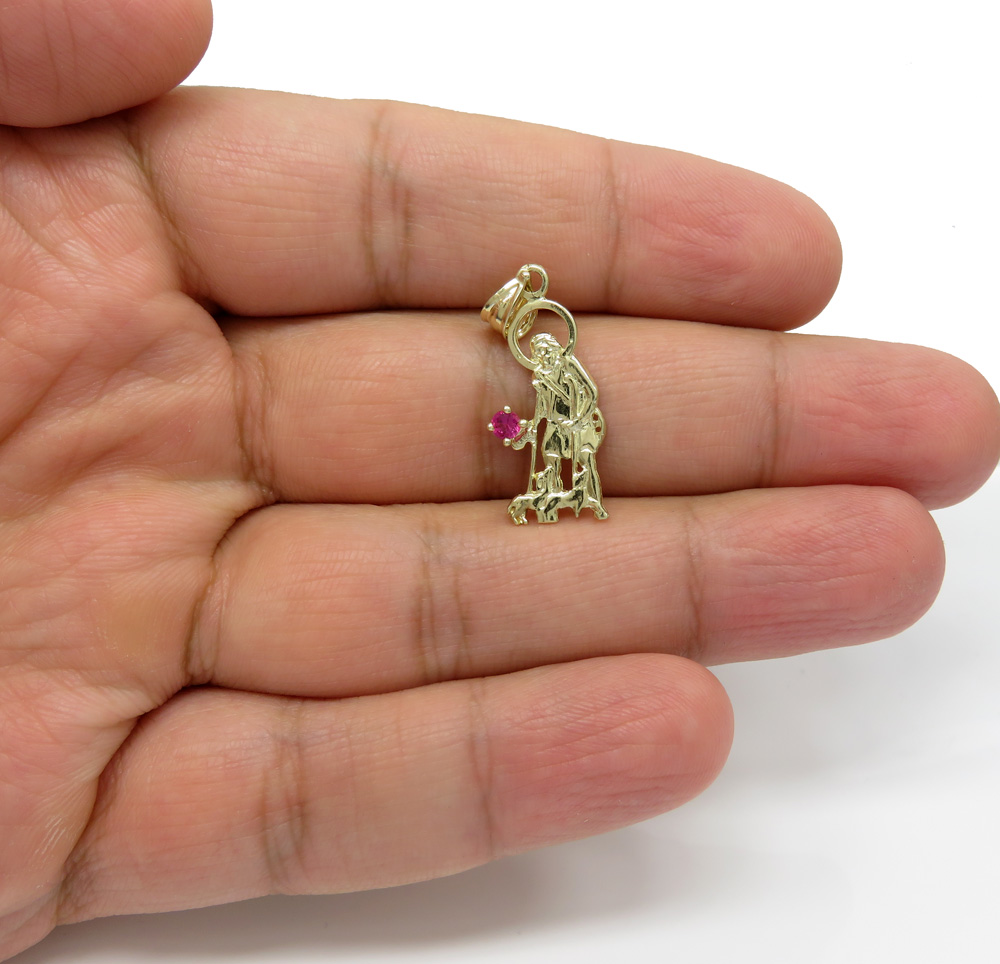 10k yellow gold small cz saint lazarus of bethany pendant 0.20ct