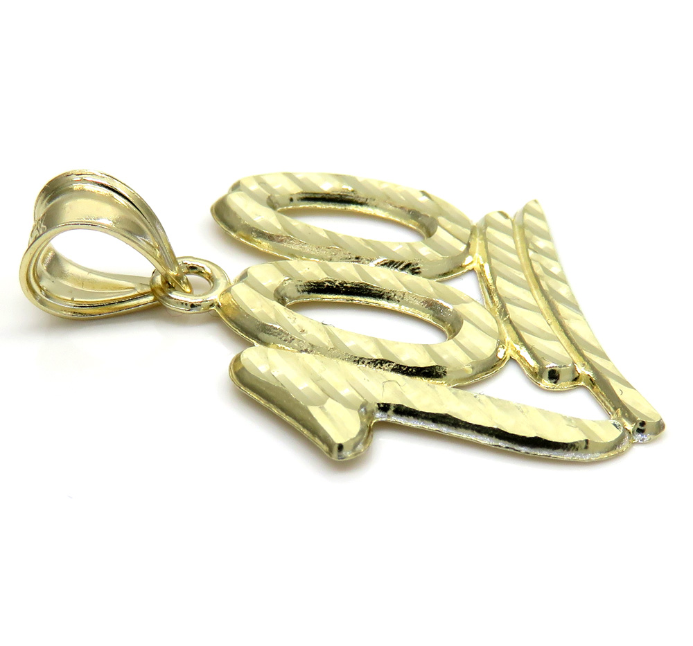 10k yellow gold diamond cut medium one hundred pendant