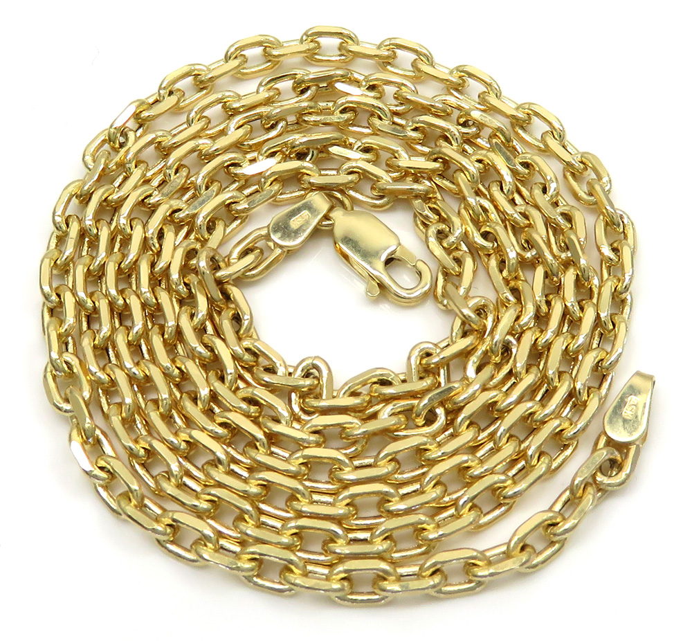 10k yellow gold hollow cable link chain 24 inches 3.5mm 