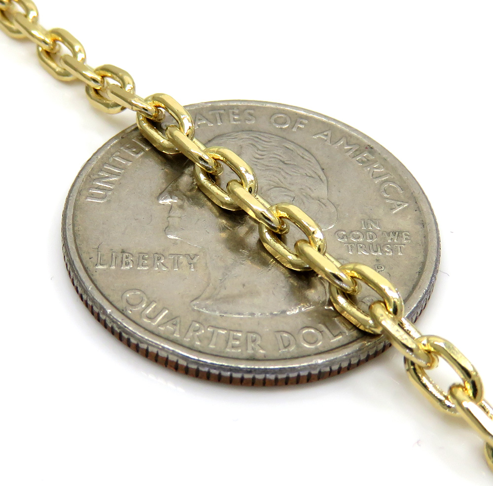 10k yellow gold hollow cable link chain 24 inches 3.5mm 