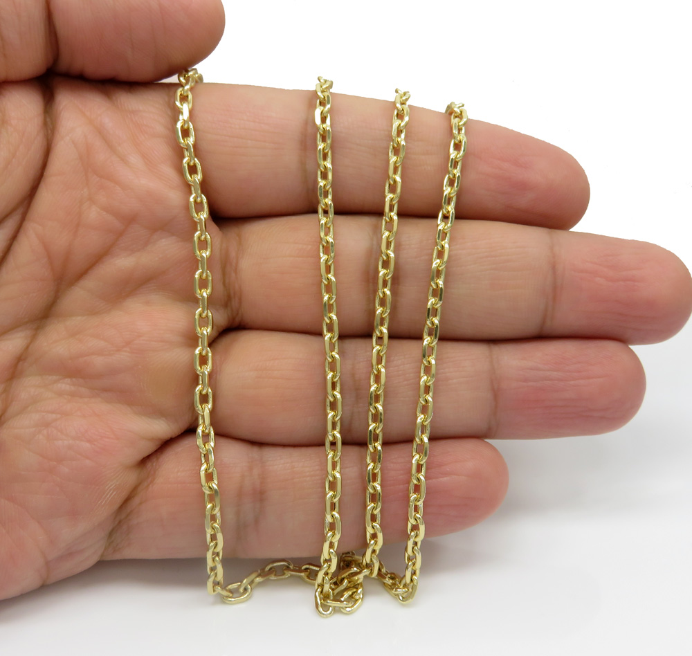 10k yellow gold hollow cable link chain 24 inches 3.5mm 