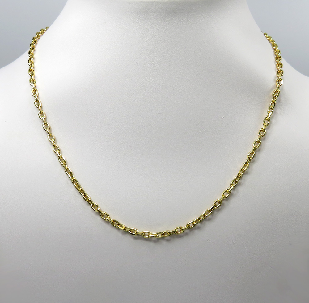 10k yellow gold hollow cable link chain 24 inches 3.5mm 