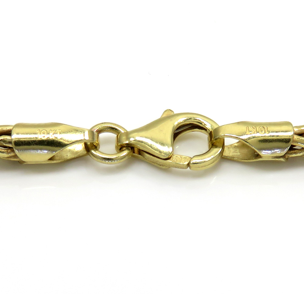 10k yellow gold semi hollow wheat chain 22 inch 3.20mm