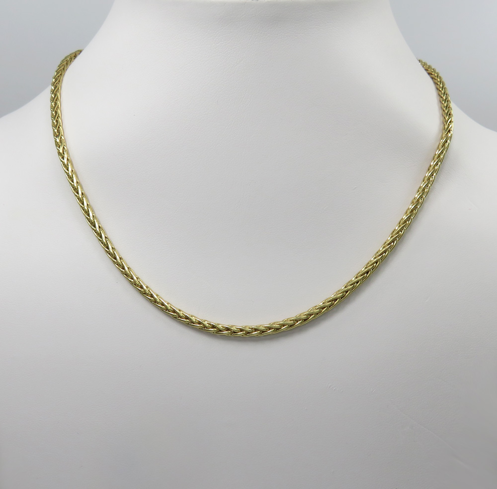 10k yellow gold semi hollow wheat chain 22 inch 3.20mm