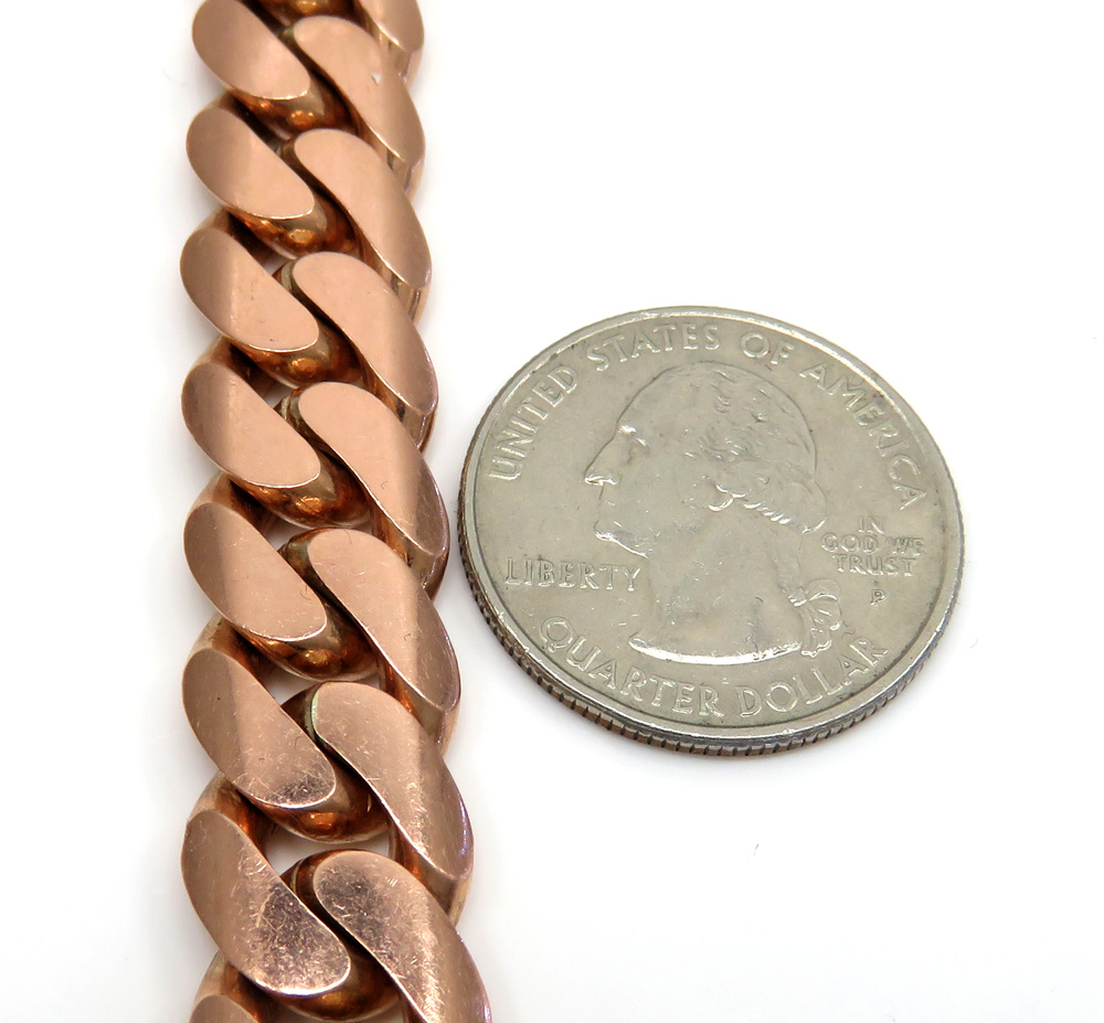 14k rose gold solid miami link chain 22-24