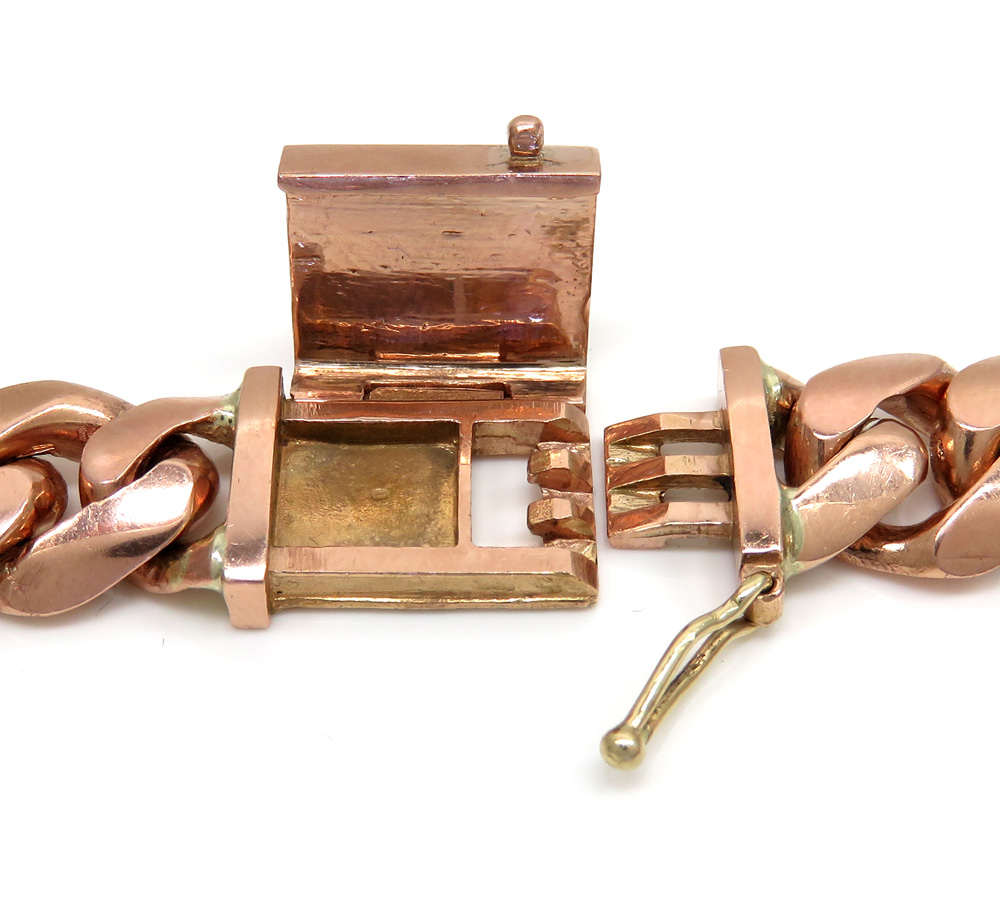 14k rose gold solid miami link chain 22-24