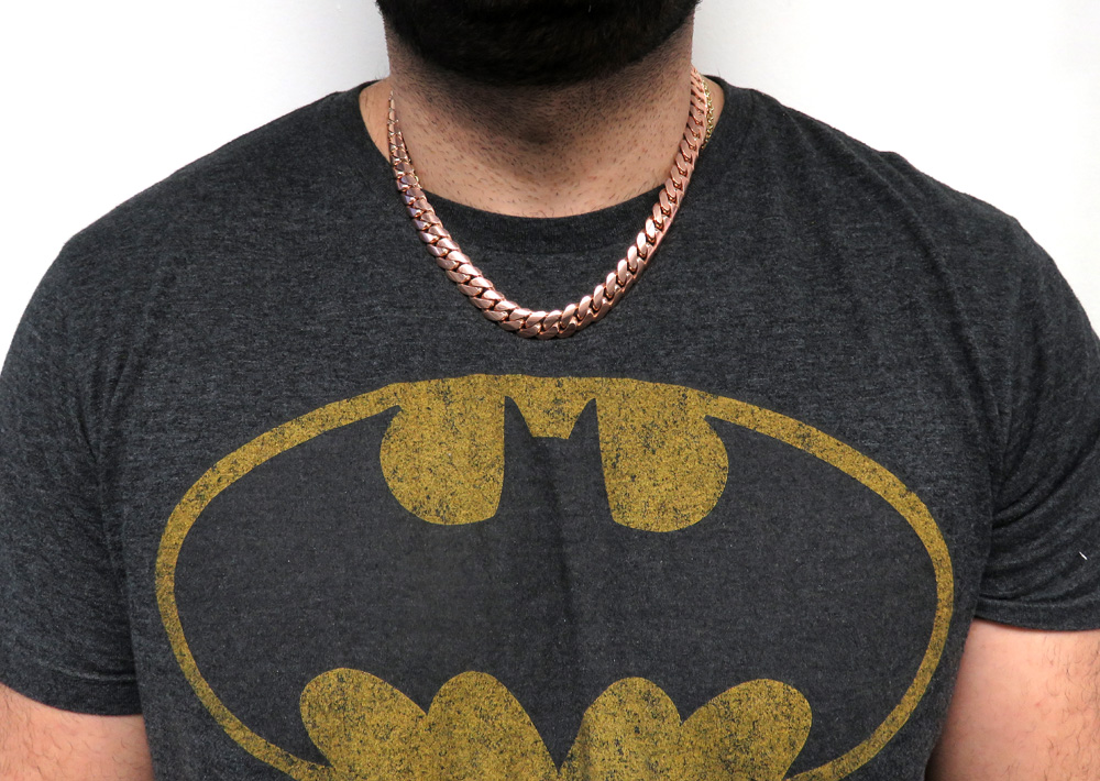 14k rose gold solid miami link chain 22-24