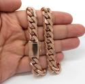 14k rose gold solid miami link chain 22-24
